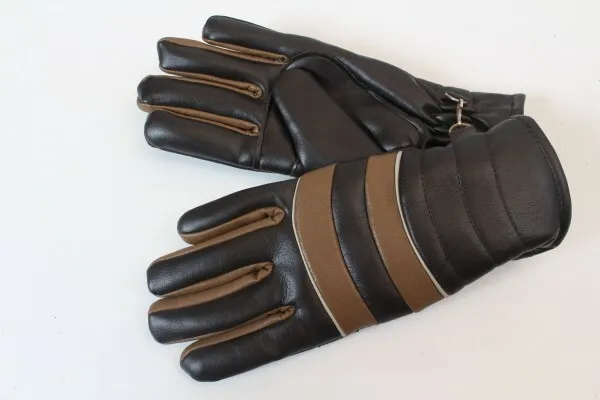 Vintage Handschuhe Fingerhandschuhe ungetragen schwarz braun Polychlorid Gr 5