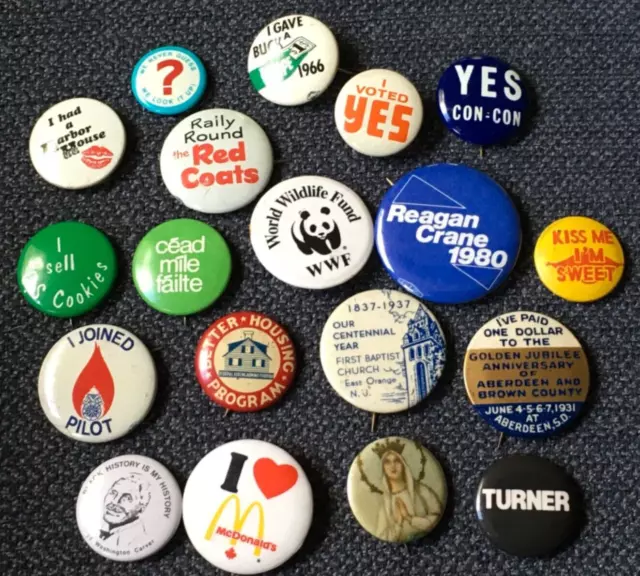 lot of vtg pinback buttons Vote Yes Housing COPE Pilot Red Coats Political Pins