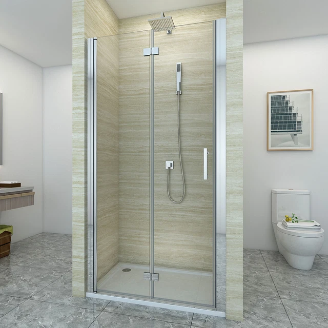 FRAMELESS BIFOLD DOOR Shower Enclosure Bath Screen Space Saving 820