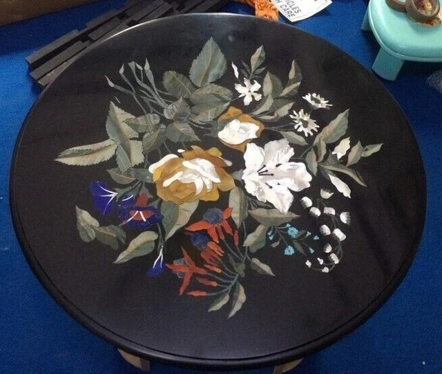 Black Marble Handmade Round Table Top, Kitchen Table, Dining Table, Coffee Table