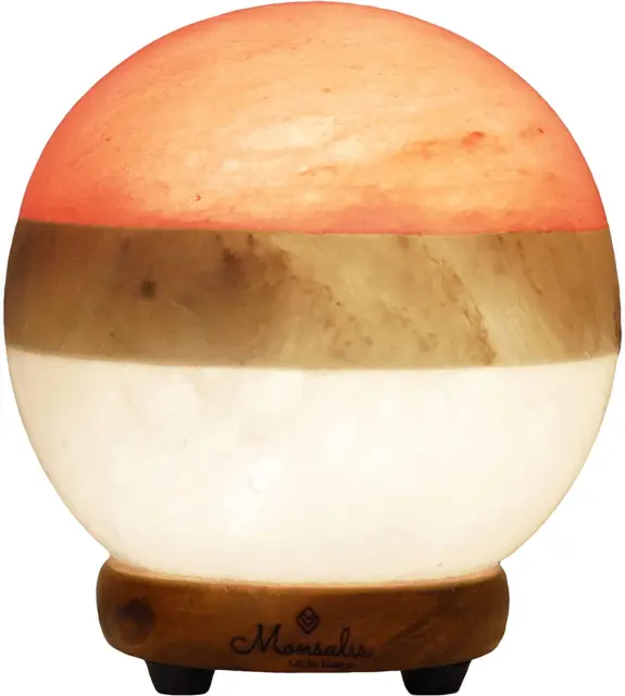Dual Illumination Salt Rock Lamp - Modern Globe Pink White and Grey Design of Sa