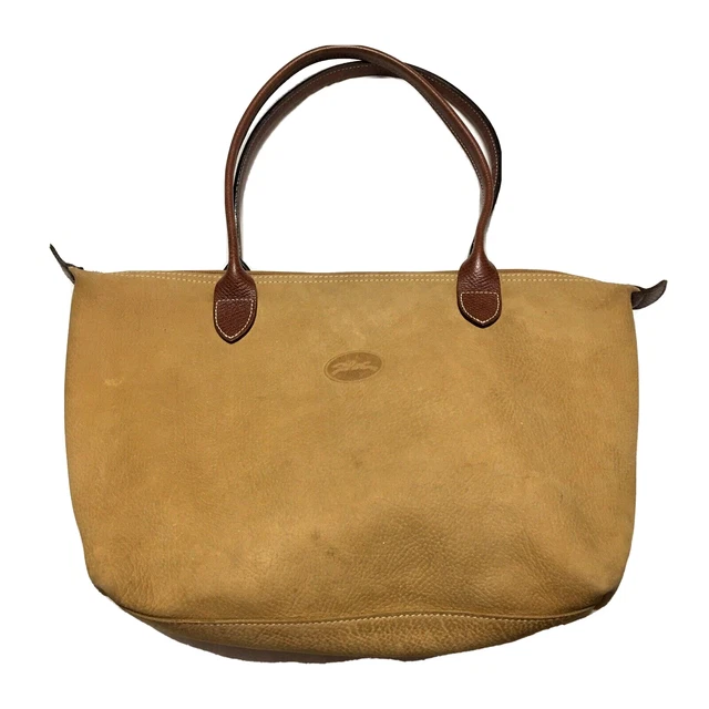 Longchamp Leather Tote Shoulder Bag Caramel Brown Vintage