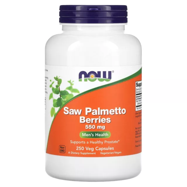 Now Foods Saw Palmetto Berries 550 mg 250 Veg Capsules GMP Quality Assured,