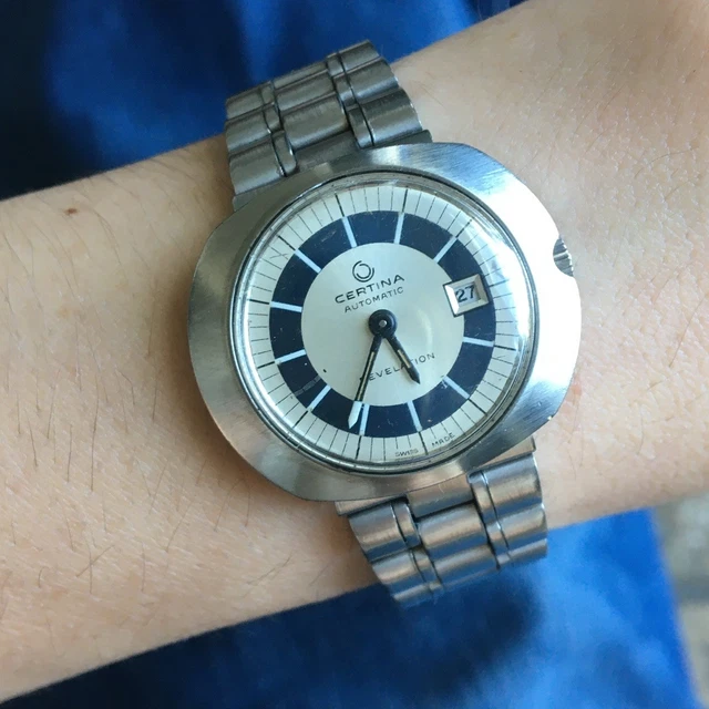 Montre Certina Revelation Automatique Vintage Années 70 - Cadran Bleu Acier - Occasion