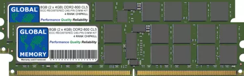 8GB (2x4GB) DDR2 800MHz PC2-6400 240-PIN ECC REGISTERED RDIMM SERVER RAM 4R KIT