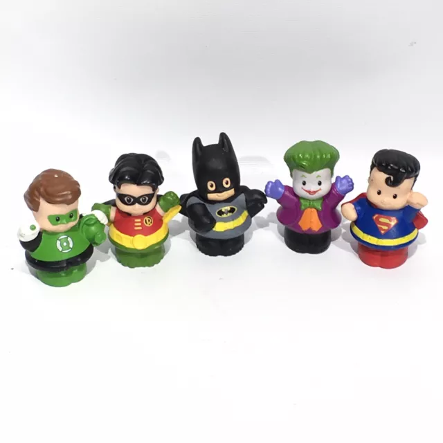 Fisher Price Little People Super Heros 5 Batman Robin Superman Joker Green Horne