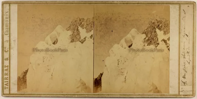 France Charmonix Les Alpes Mountain Photo Tairraz Stereo 1862 Albumin Vintage