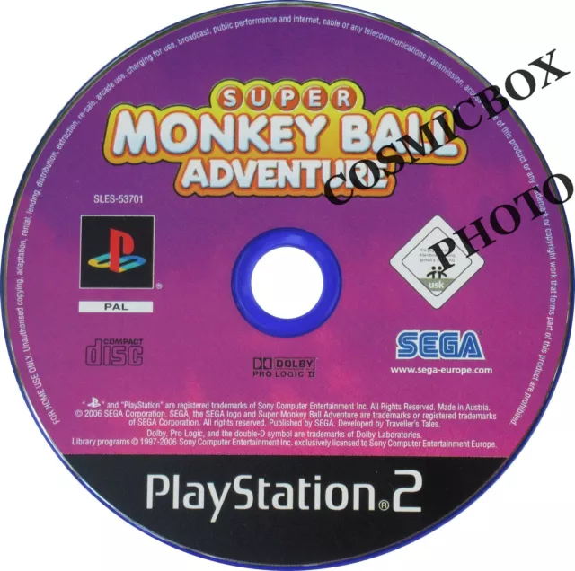 PS2 jeu video - SUPER MONKEY BALL ADVENTURE Sony PlayStation 2 cd en loose testé