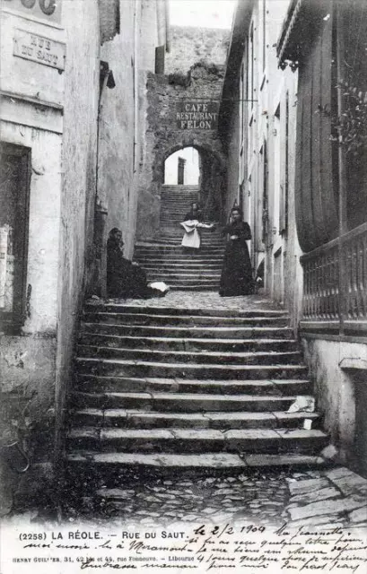 CPA 33 LA REOLE RUE DU SAUT (dos non divisé)  (CPA ANIMEE