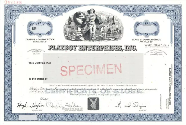 Playboy Enterprises, Inc. - Specimen Stock Certificate - Specimen Stocks & Bonds