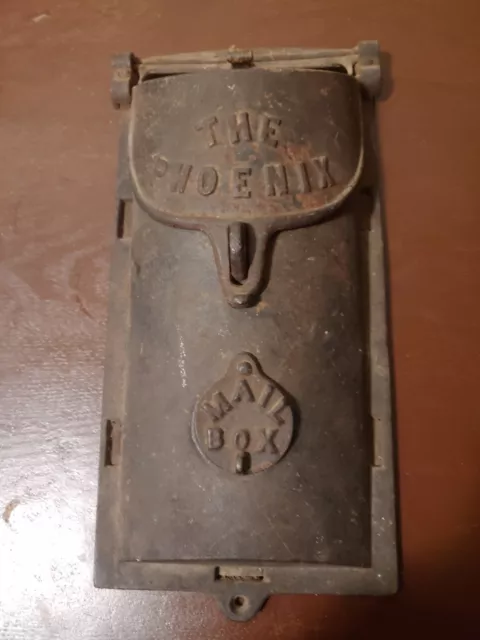 Vintage Early 1900's The Phoenix Cast Iron Mail Box Wall Mount!