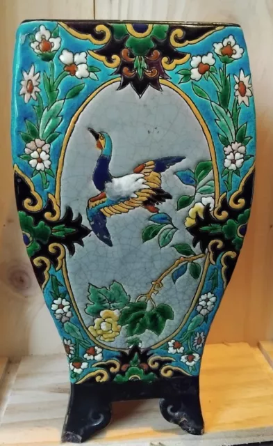 Vase à pans à décor japonisant - Jules VIEILLARD à BORDEAUX - Vers 1880