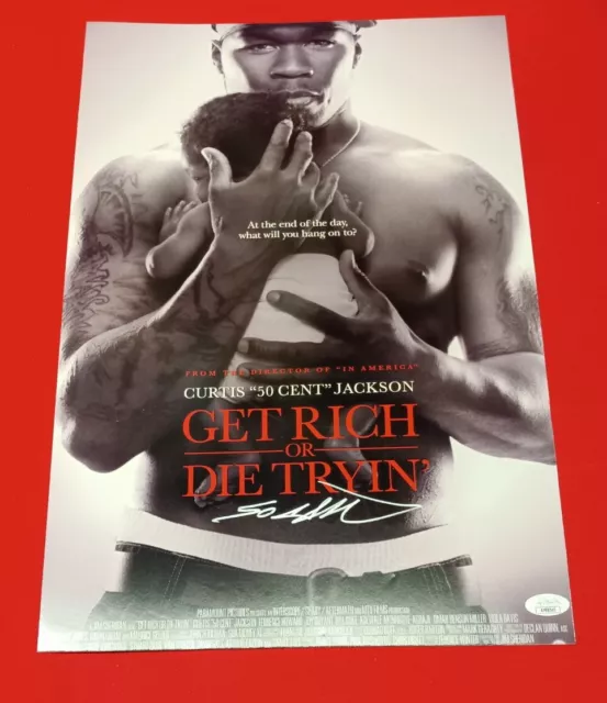 50 Cent Hip Hop Get Rich Or Dye Tryin' Movie 12x18 Photo Signed Autographed JSA