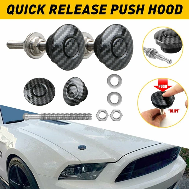 CARBON FIBER QUICK Release Push Button Hood Pins Lock Clip