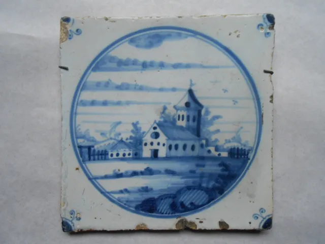 Antique Dutch Delft Blue Tile 17th/18th Century. Pottery.