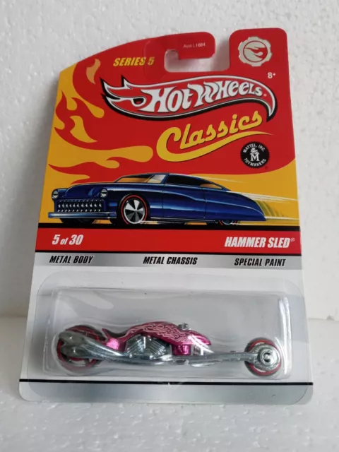 Hammer Sled Hot Wheels 2009 Classics Series 5 CHASE en rosa 1/64 ENVÍO GRATUITO