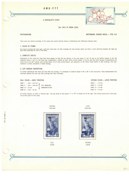 Italy AMG FTT Specialists Study 50c on Bush Album Page Mint Lightly Hinged