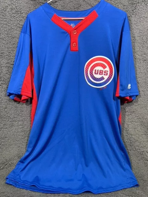 Chicago Cubs Shirt Adult L Blue Majestic Cool Base MLB Baseball Mens Jersey