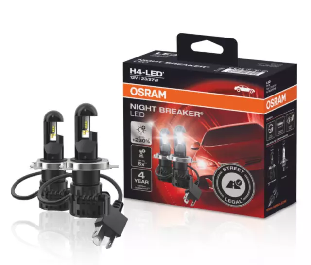 OSRAM Night Breaker H4 LED +230% Nachrüstlampen für Opel Vivaro B 2014-2019