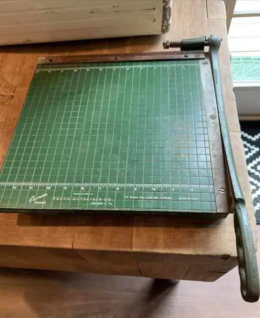 Vintage Premier Brand Photo Materials Co. Paper Cutter 13" x 12" Guillotine USA