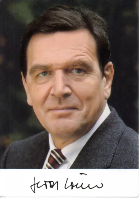 GERHARD SCHRÖDER Autogramm Karte 2 signiert BUNDESKANZLER DEUTSCHLAND SPD Putin