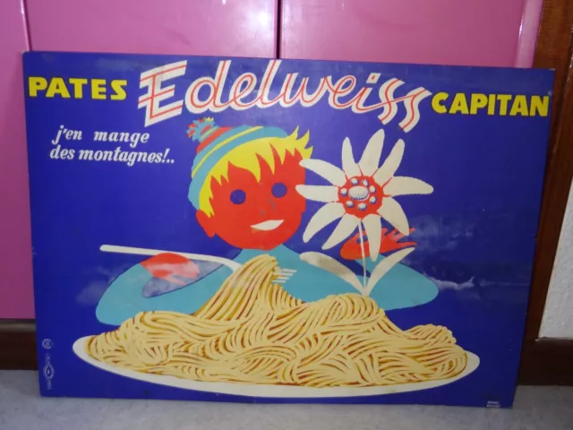 ancien carton publicitaire pates capitan edelweiss années 50 2