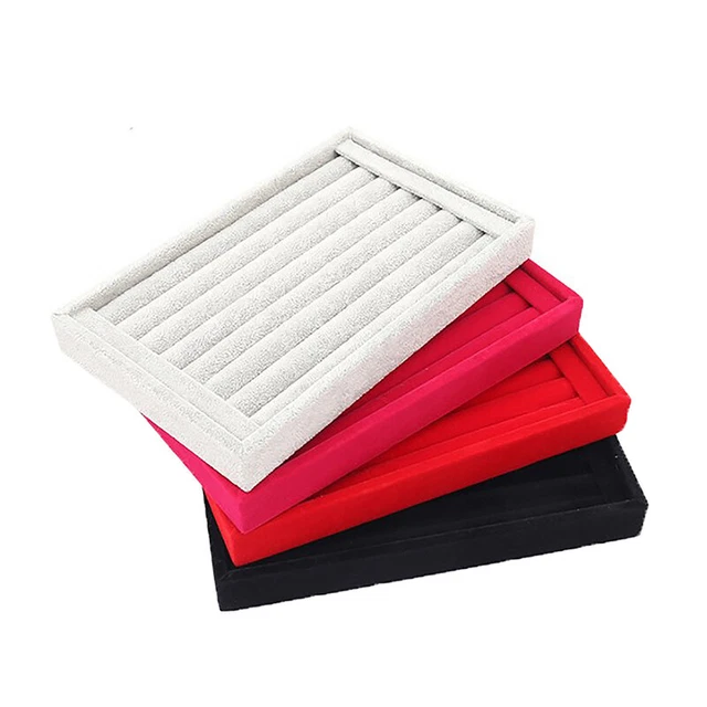 Velvet Suede Ring Earrings Organizer Ear Studs Jewelry Display Stand Holder Rack