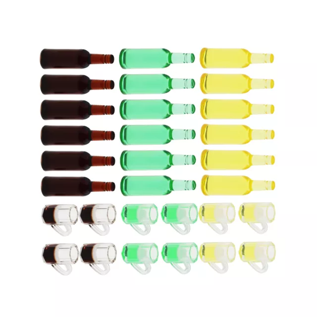 30x Miniature Beer Bottles Wine Bottles Dollhouse Bottles for Kitchen Bar