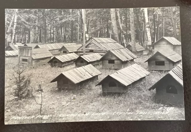 Vintage Postcard RPPC Crystal Falls, MI Michigan Pentoga Park Chicaugon Lake