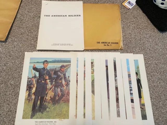 Vintage Prints Litho 1960's SET OF 10 SET NO.2  "THE AMERICAN SOLDIER" Military