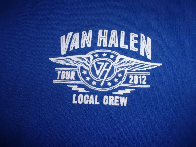 RARE Van Halen Local Crew Tour 2012 T Shirt Concert Used Blue VH no size tag