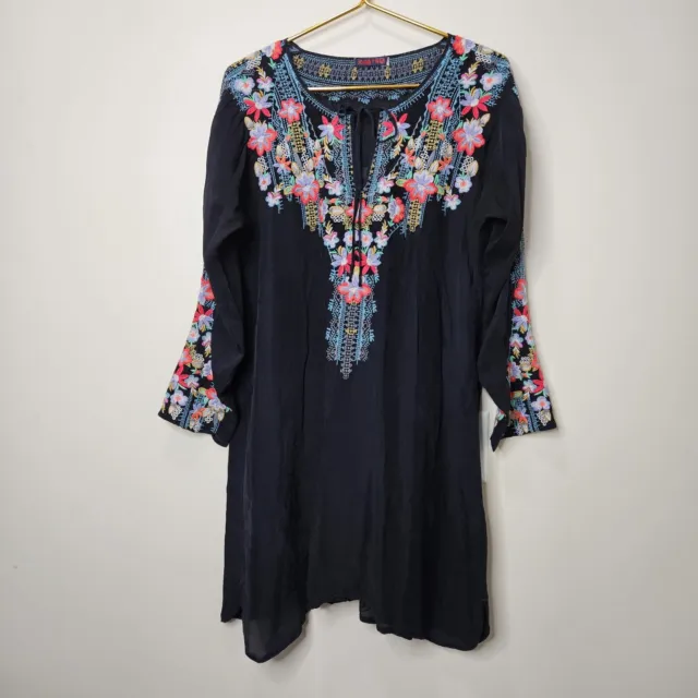 Johnny Was Tanyah Heavily Embroidered Peasant Tunic Dress Size Medium