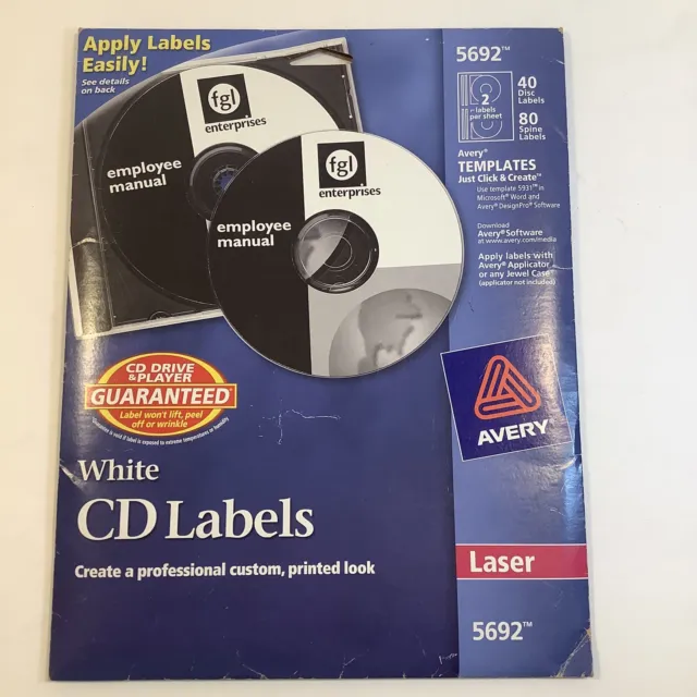Avery 5692 CD Label Open Package 17 of 20 Sheets, Laser