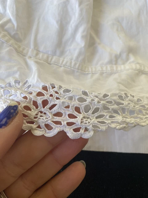 ANCIEN LONG JUPON coton blanc avec VOLANT bord?� BRODERIE ANGLAISE/5677P6 EUR 25,00 - PicClick FR