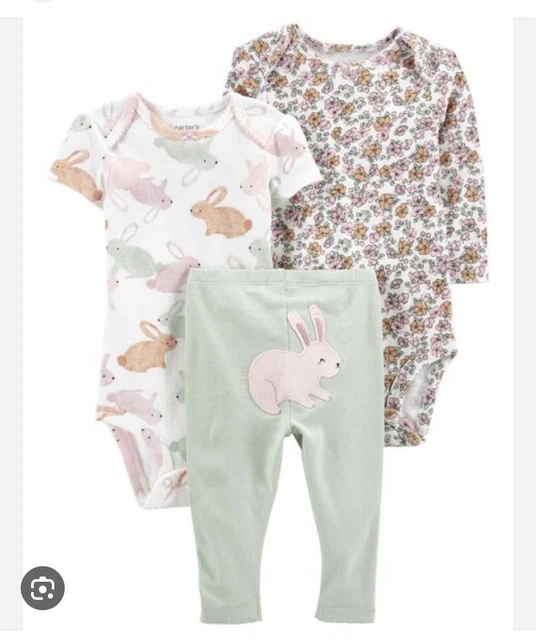 3 Piece Carters 18M Matching Baby Infant Rabbit Set Pants Leggings Bodysuits