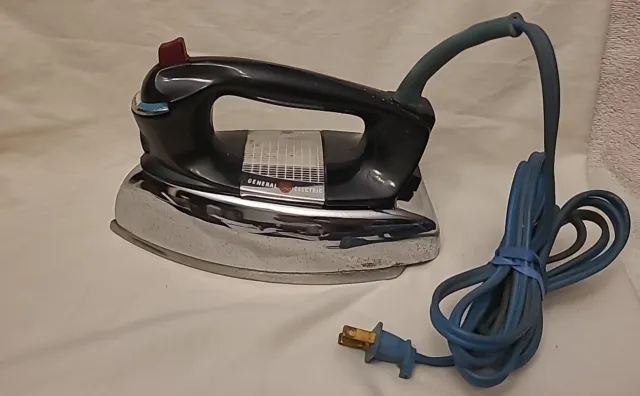 Vintage 1960's GE General Electric Chrome Steam Iron H8F63-Works Good MADE IN US