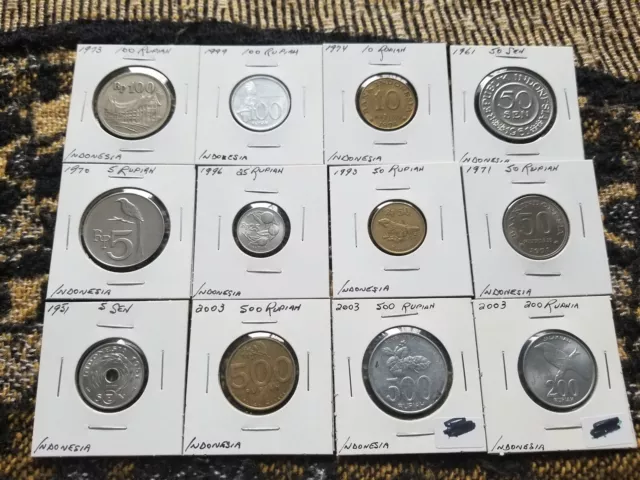 Indonesia : Collection of 12 Different Circulated Coins - iii