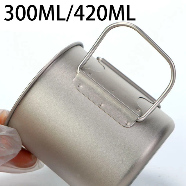 Camping Tea Coffee Mug with Foldable Handle Titanium Water Cup for Picnic