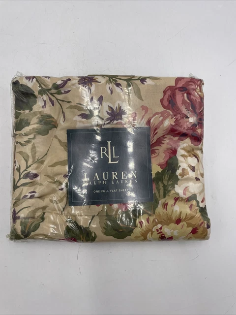 NIP Ralph Lauren Constance Red Full Flat Sheet 1994 Floral vintage NOS