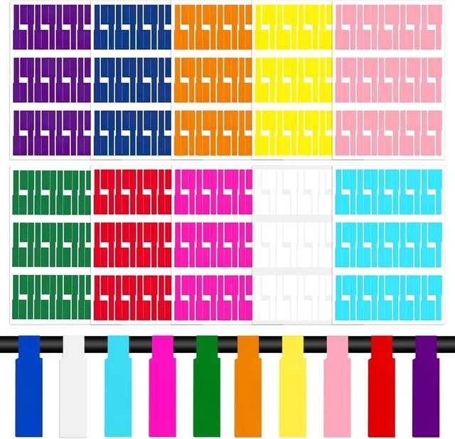 300 PCS WATERPROOF Cable Labels - 10 Color-Coded Self-Adhesive Wire ...