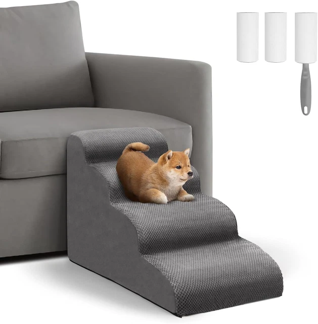 Scaletta Per Cani E Gatti 3 Gradini - Antiscivolo In Spugna Con Fodera Lavabile - Per Letti E Divani