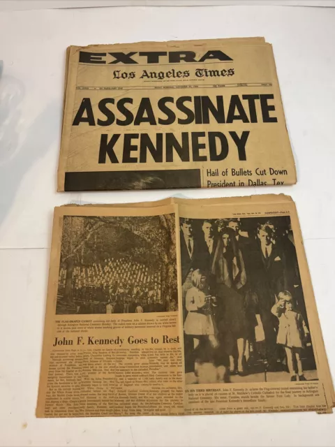 NOV 22 & 23 1963 Los Angeles Times, Assassinate Kennedy Newspaper ￼Independent