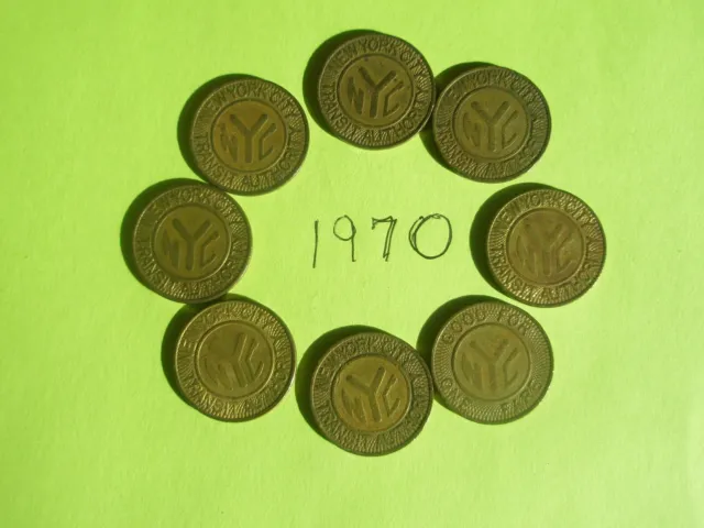 EIGHT New York City Transit Authority LARGE Y NYC Subway Tokens FREE SHIPPING