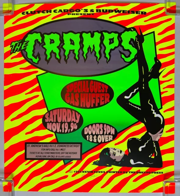 CRAMPS St. Andrew's Hall DETROIT 1994 CONCERT POSTER Signed Numbered KEVIN SYKES CRAMPS St. Andrew's Hall DETROIT 1994 CONCERT POSTER Signed Numbered KEVIN SYKES