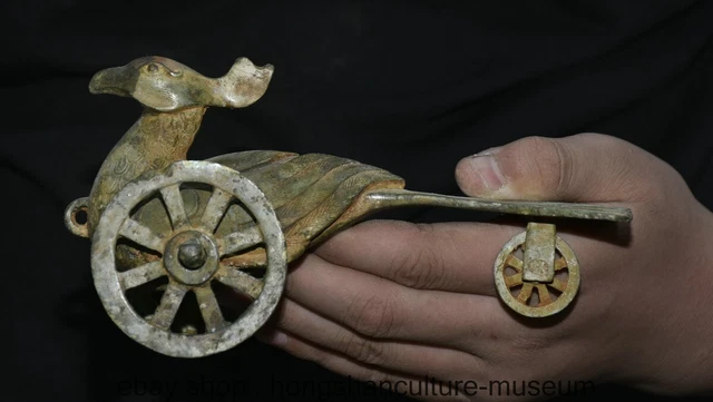 6.8 " Old Chinese Bronze ware Dynasty Animal Bird vehicle Statue Sculpture