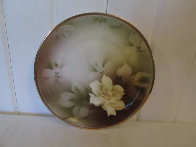 Antique C.T. Altwasser Germany Plate White Floral Gold 8 1/4" Diam Browns Tans
