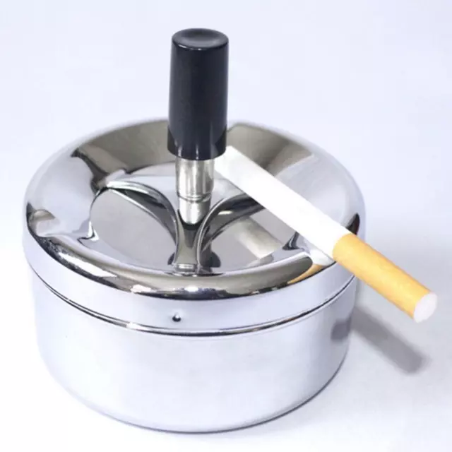 1PC Creative Stainless Steel Windproof Rotation Tray Home Hotel Ashtray Smoker