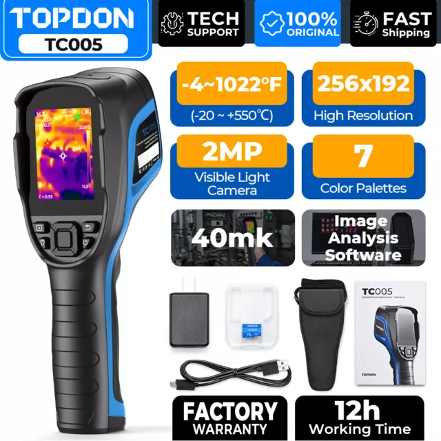 TOPDON TC005 Handheld Thermal Imaging Camera 2MP Visible Camera 256*192 IR 20Hz
