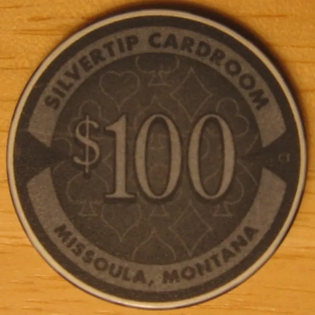 $100 Silvertip Cardroom Casino Poker Chip Missoula Montana