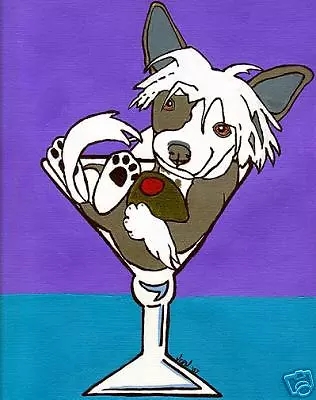 CHINESE CRESTED MARTINI Dog Pop Art PRINT VERN Painting